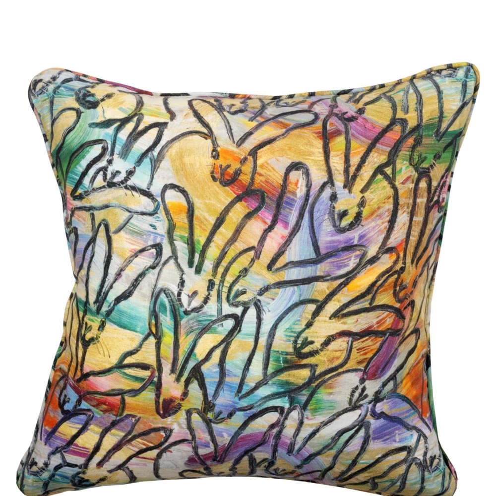 Hunt Slonem Wonderland double Colorful Abstract Bunny Accent Pillow